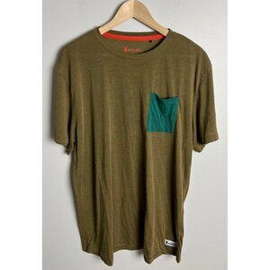 Cotopaxi Paseo Travel Pocket T-Shirt Oak Green Tencel Blend Size XL Men’s